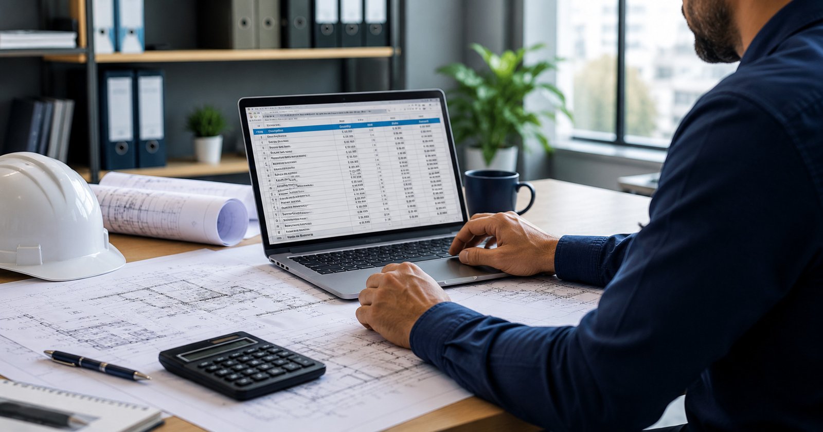 Bill of Quantities spreadsheet and construction blueprints