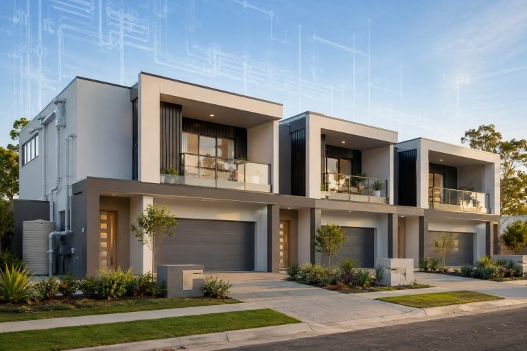 Hydraulic services for proposed three-unit residential development in Yarrabilba, Queensland