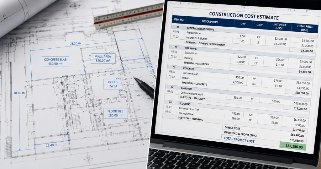 Material Takeoff vs Cost Estimate in Construction
