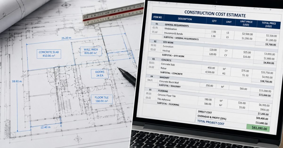 Material Takeoff vs Cost Estimate in Construction